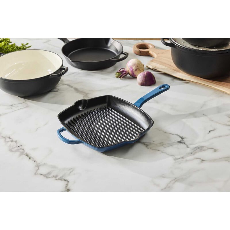 Maxwell & Williams Cast Iron Grill Pan Midnight Blue 26cm Gift Boxed image number 3